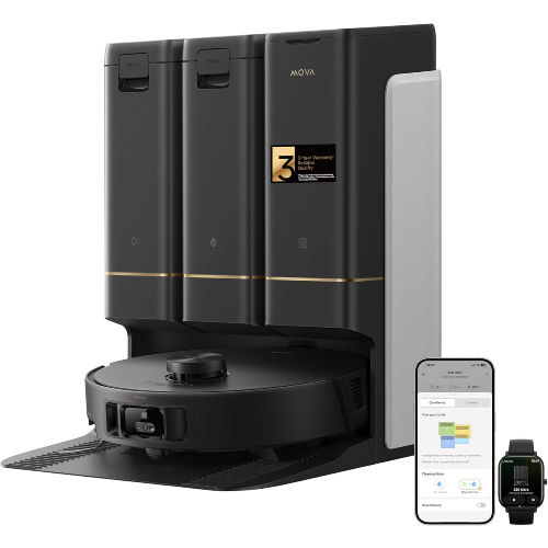 Saugroboter mit 19.000 Pascal Saugkraft, vollumfänglicher Reinigungsstation mit Reinigungsmitteldosierung, MOVAhome App