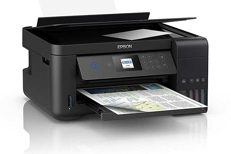 Der aktuelle Tintenstand beim Epson EcoTankET-2750 Multifunktionsdrucker lässt sich rechts unten am Gehäuse ablesen