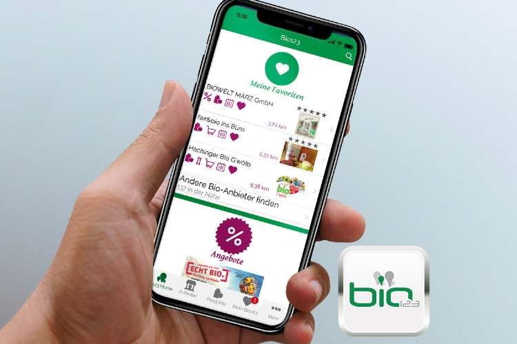 Der Bio-Marktplatz von bio123 ist per App oder im Web verfügbar
