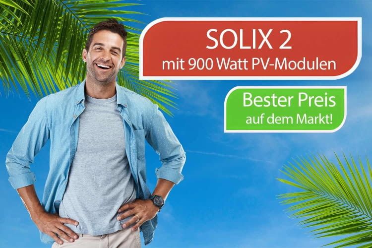 In diesem Deal gibt es die SOLIX 2 Pro mit 900 Watt PV-Komplettset günstig wie nirgends sonst