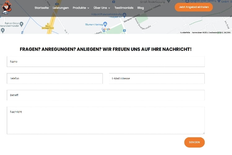 Auf der Website der Fuchs Group gibt es nur das klassische Kontaktformular