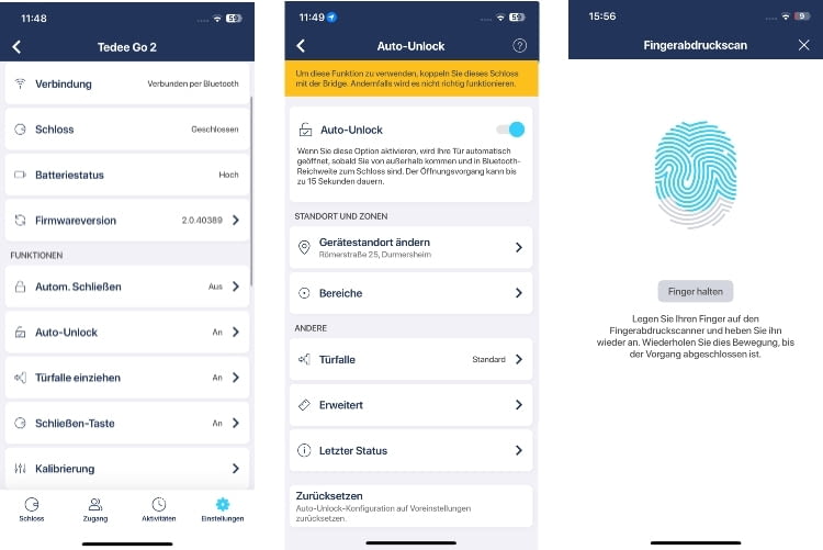 Die tedee App ist einfach gehalten und übersichtlich