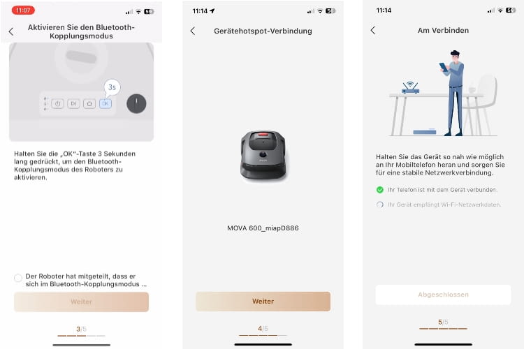 bei der Einrichtung in der App hatten wir mehrmals Probleme