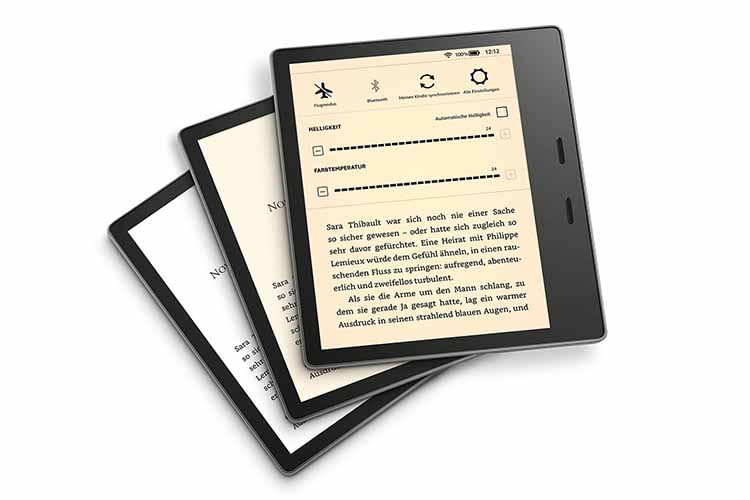Amazon Kindle Oasis - die Farbtemperatur lässt sich ganz nach Wunsch einstellen