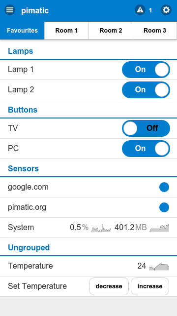 App Steuerung der Pimatic für Raspberry Pi Heimautomatisierungssoftware