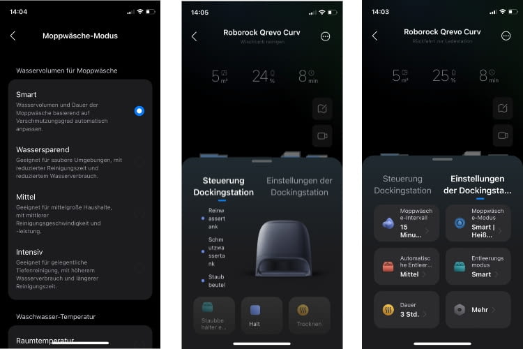 In unseren Roborock Tests bewies sich die Qualität der App (hier: Qrevo Curv)