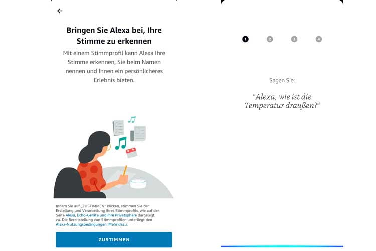 Nutzer können  in der Alexa App Stimmprofile erstellen