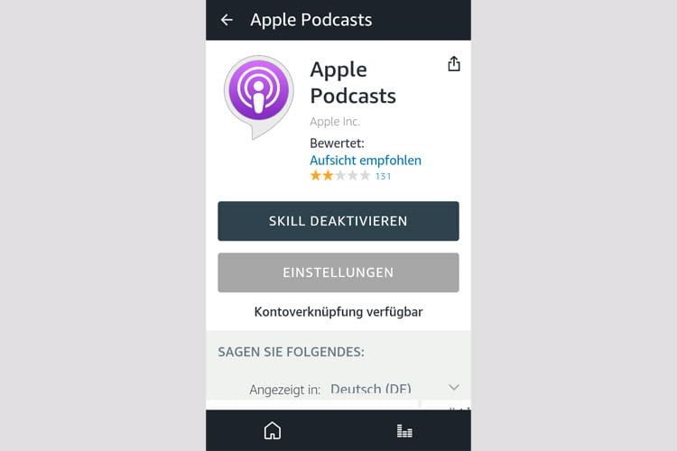 Auch die Apple Podcast Funktion haben wir probehalber aktiviert