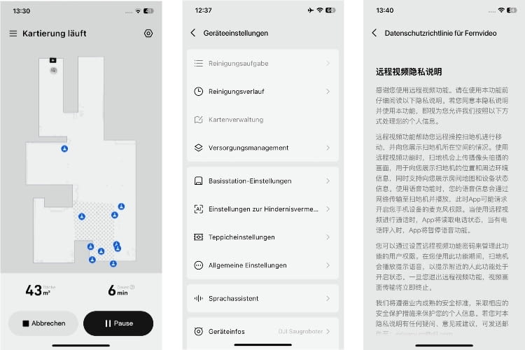 Die DJI Home App ist übersichtlich gestaltet, hatte zum Testzeitpunkt aber noch mit Kinderkrankheiten zu kämpfen