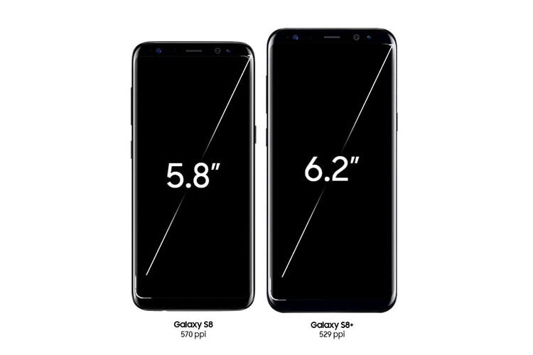 Samsung Galaxy S8 und Samsung Galaxy S8+ im Größenvergleich