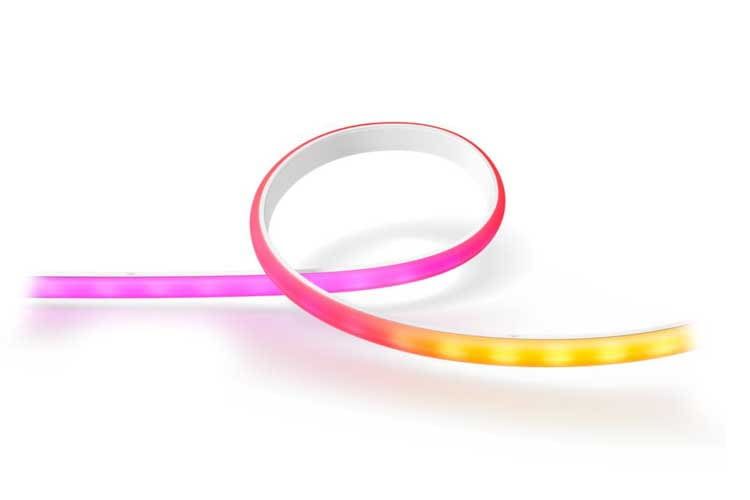 Das Besondere am Philips Hue Ambiance Gradient Lightstrip ist, dass er gleichzeitig mehrfarbig leuchten kann