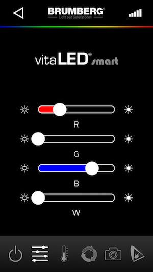 Abbildung vitaLED smart App von Brumberg für iOS und Android