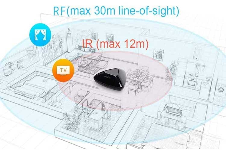 Die Broadlink RM Pro+ Smart Home Universalfernbedienung unterstützt RF und IR Fernbedienungen und bietet eine hohe Reicheite