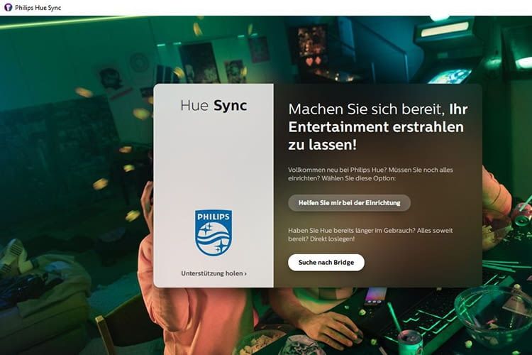 Philips Hue Sync App sucht nach definierten Entertainmentbereichen