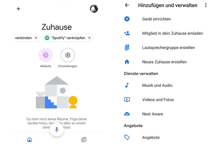 Über die Google Home App können Nutzer ihren Google Lautsprecher mit einem Streaming Dienst verknüpfen