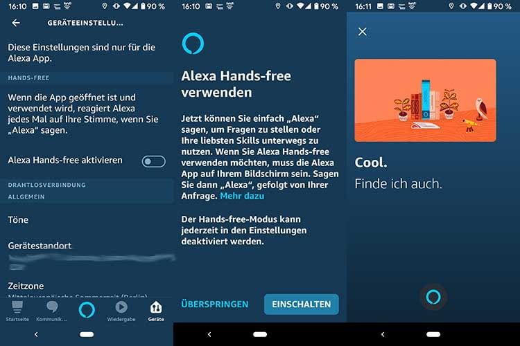 Alexa Hands-free ist auf dem Smartphone in der Alexa App schnell eingerichtet