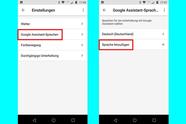 Im Menüpunkt „Google Assistant-Sprachen“ in der Google Home-App können neue Sprachen hinzugefügt werden