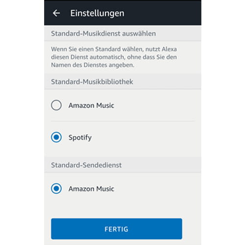 Für kürzere Sprachbefehle: Spotify in der Alexa-App als Standard-Musikdienst festlegen