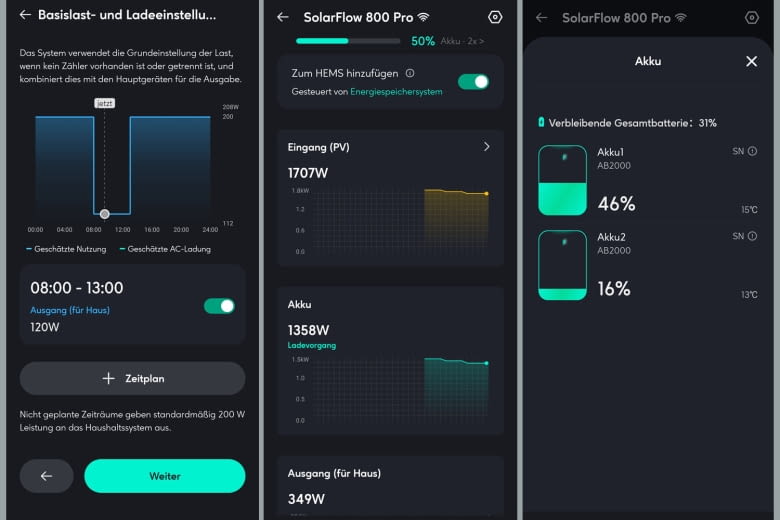 Meist lässt sich per App die Energieverteilung präzise steuern und überwachen