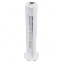 Turmventilator mit Fernbedienung, 45 Watt Leistung, Schwenkfunktion, drei Geschwindigkeitsstufen und Timer-Funktion.
