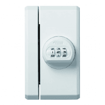 Fenstersicherung mit verkrallendem Stahl-Doppel-Riegel und dreistelligem Code zur Sicherung. Für Fenster, Fenstertüren, Hebe- und Schiebetüren usw.