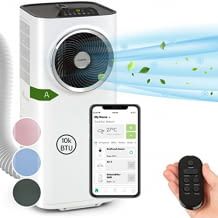 5-in-1 Klimagerät mit Kühlung, Entfeuchtung, Ventilation, Luftreinigung & Nachtmodus. Mit App & Fernbedienung, Entfeuchtungsleistung von 0,9 l/h & leisen 48dB.