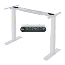 Elektrisches Tischgestell von 58cm bis 123cm höhenverstellbar mit Memory-Steuerung und integriertem Anti-Kollisionssystem.