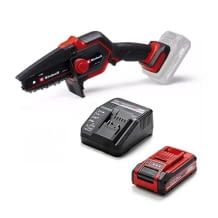 Sofort startklares Komplett-Set aus Mini-Kettensäge, Akku und Ladegerät