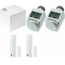 Flexible Steuerung des Heizungssystems per Smartphone, Set mit Fensterkontakten, Heizkörperthermostaten und Cube LAN Gateway