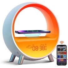 5-in-1 Tageslichtwecker mit kontaktlosem Laden für Smartphone, 8 Klängen zum Einschlafen, Wetteranzeige, zur Dekoration