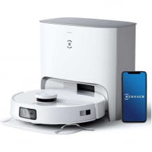 Saug- und Wischroboter mit Absaugstation, kompatibel mit YIKO, Alexa und Google Assistant, vibrierende Wischplatte, Lasernavigation und Kamera.