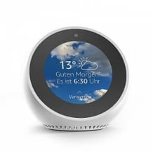Echo Spot bietet Ihnen alles, was Sie an Alexa lieben – in einem stylischen und kompakten Design.