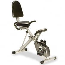 Klappbarer Liege-Heimtrainer mit Rückenlehne, Pulsmessung, LCD Display, 8 Widerstandsstufen und Kurbelsystem.