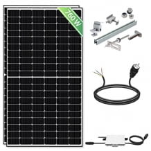 Enthält 2 Solarpanele, 1 Wechselrichter, 15 Meter Kabel und Befestigungsmaterial
