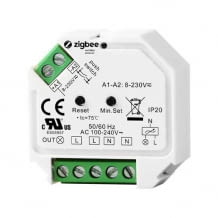 Unterputz-Dimmaktor mit ZigBee Funkstandard und Taster-Anschluss. Fernsteuerung per App oder Sprache.