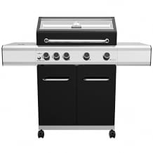 Grillwagen Gasgrill mit Sichtscheibe, Outdoor Grill mit Infrarot-Hochtemperaturzone, doppelwandigem Deckel und Edelstahl-Rosten.