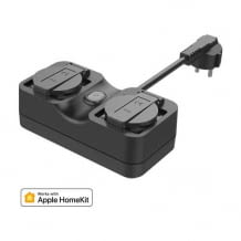 WLAN Doppelsteckdose für den Außenbereich. Funktioniert mit Alexa, Google Assistant und Apple HomeKit.