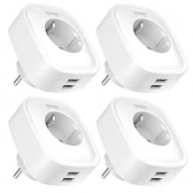 Smarte Steckdose mit 2 USB-Anschlüssen. Inkl. Sprachsteuerung, Timer- und Zeitplanfunktion und Stromverbrauchs-messung.