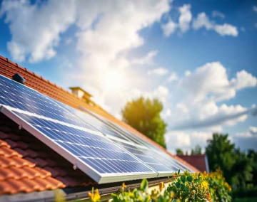 Eine Solaranlage zur Stromerzeugung auf einem Hausdach