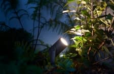 Nicht nur für Gartenforscher: Die Philips Hue Ambiance Outdoor-Lampe Lily setzt Lichtakzente im Garten