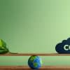 Weltkugel und CO2 Belastung